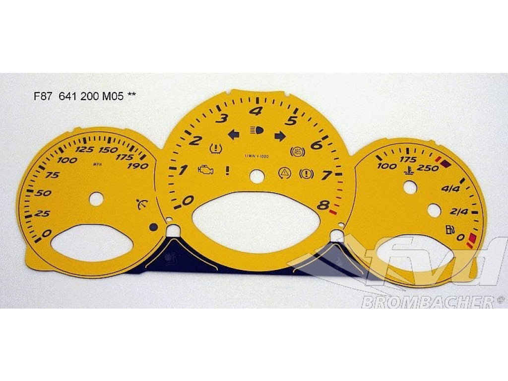 Gauge Faces Speed Yellow 987,987C - MPH - Manual
