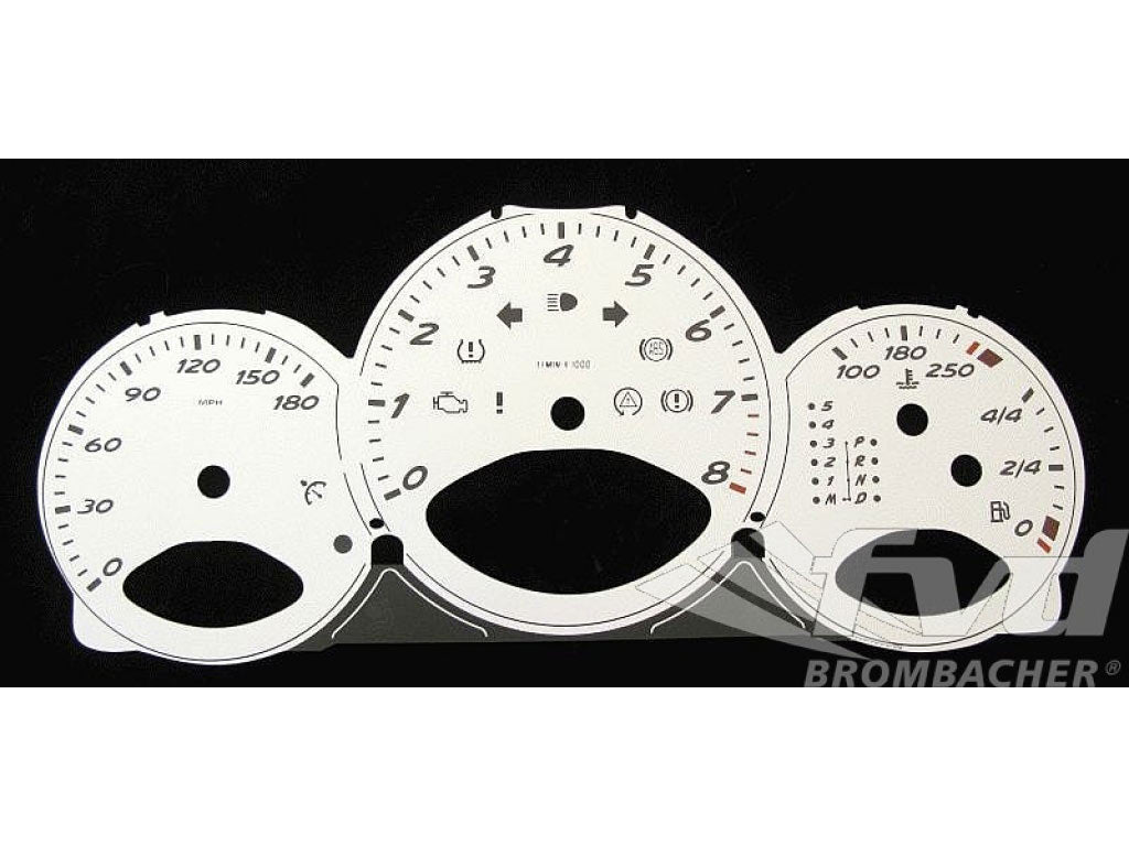 Gauge Faces White 987,987C - MPH - Tiptronic