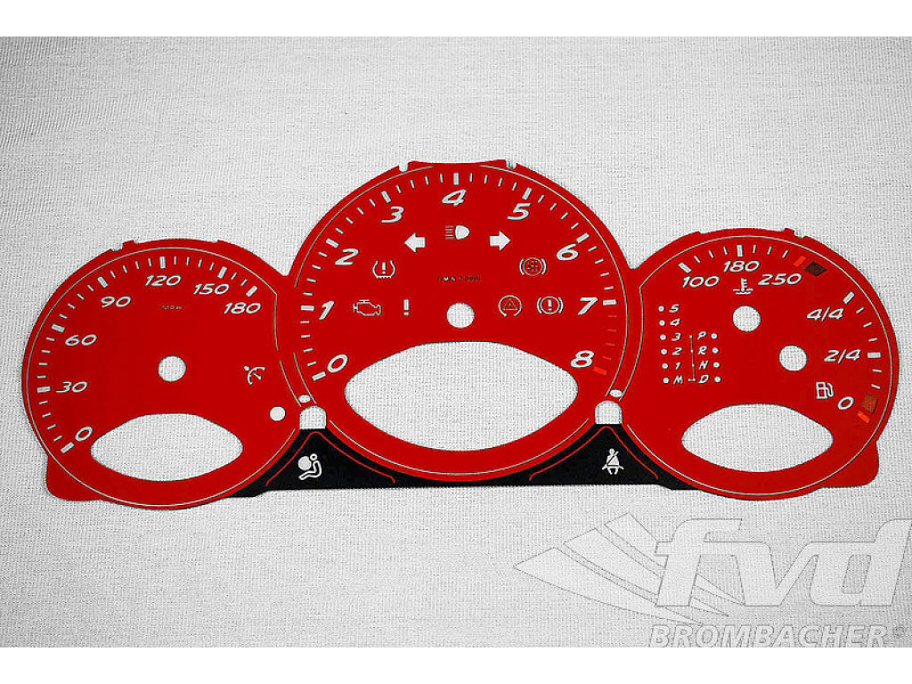 Gauge Faces Guards Red 987,987C - 180 MPH - Tiptronic