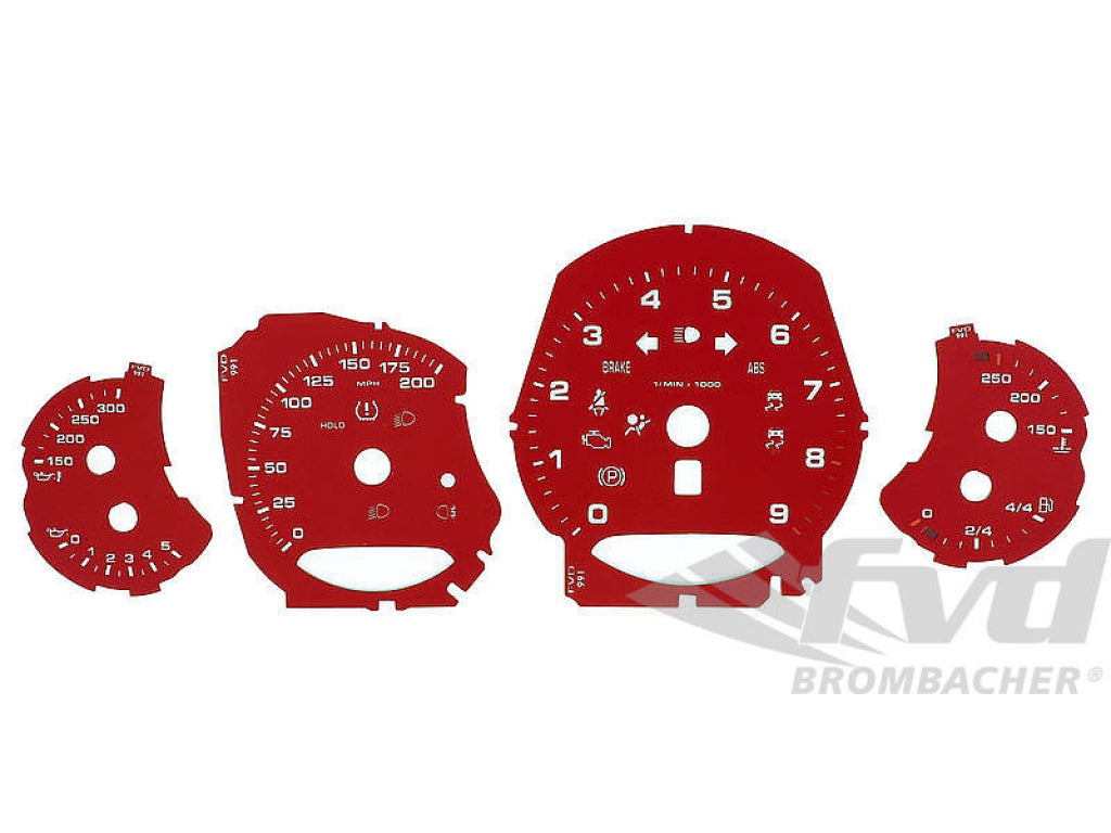 Gauge Faces guards red 991 Manual gearbox mph 200