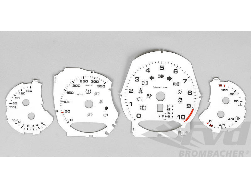 Instrument Face Set 991.1 GT3 - White - PDK - KPH