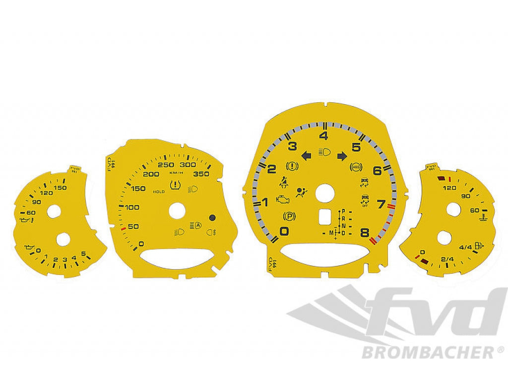Instrument Face Set 991.2 Turbo S - Racing Yellow - PDK - KPH - Celsius