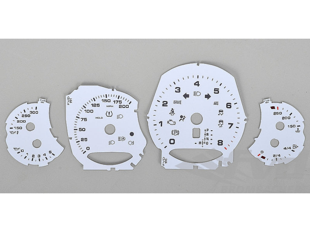 Instrument Face Set 991.2 GTS - White - PDK - MPH - Tach Logo Backlit