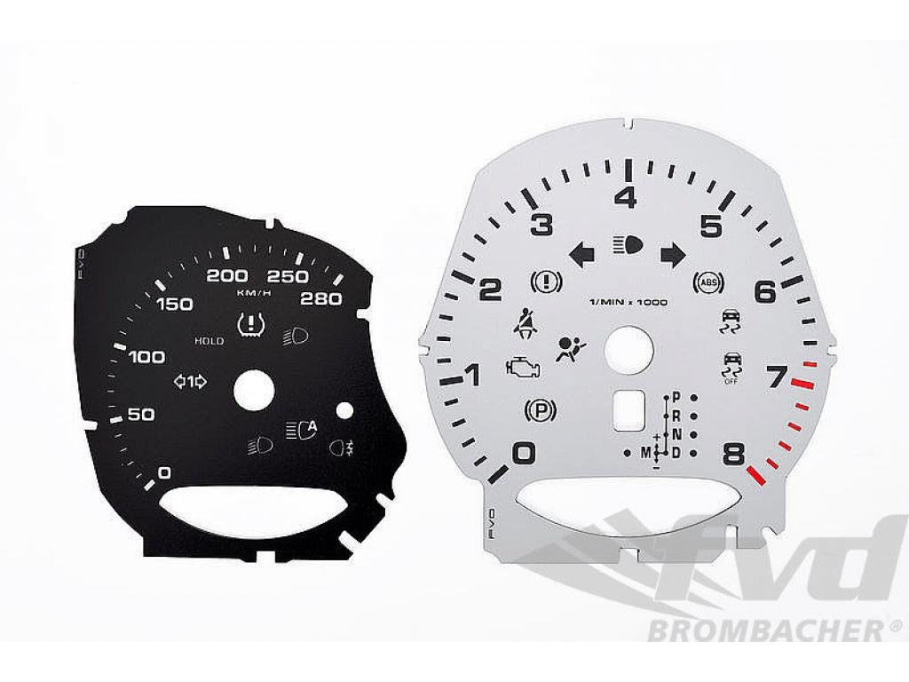 Macan S Gaugeface Speedometer black, tachometer grey kph, PDK