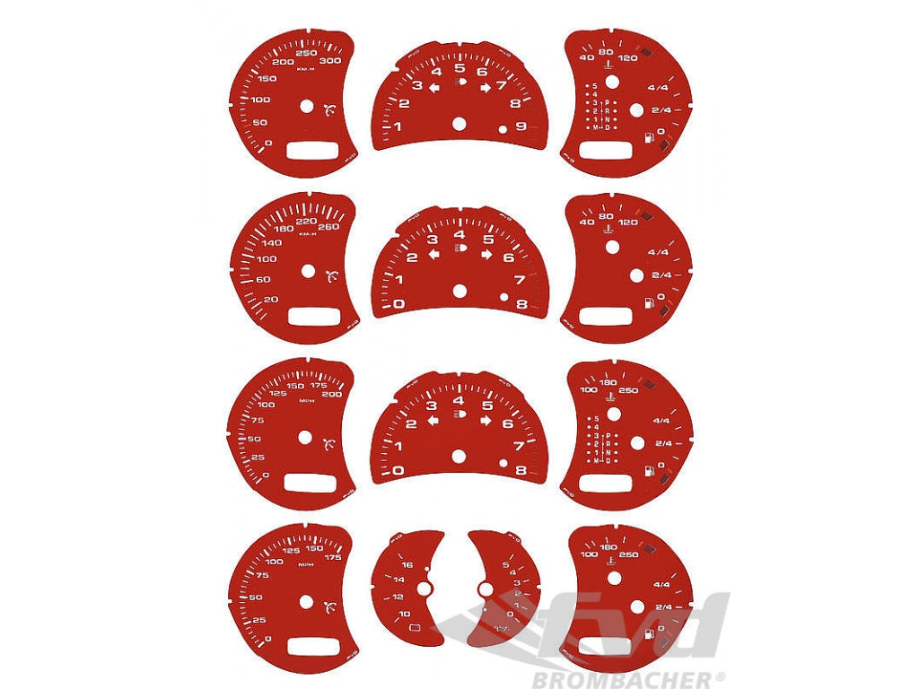 Gauge Faces Guards Red 996 Turbo - With Onboard Computer