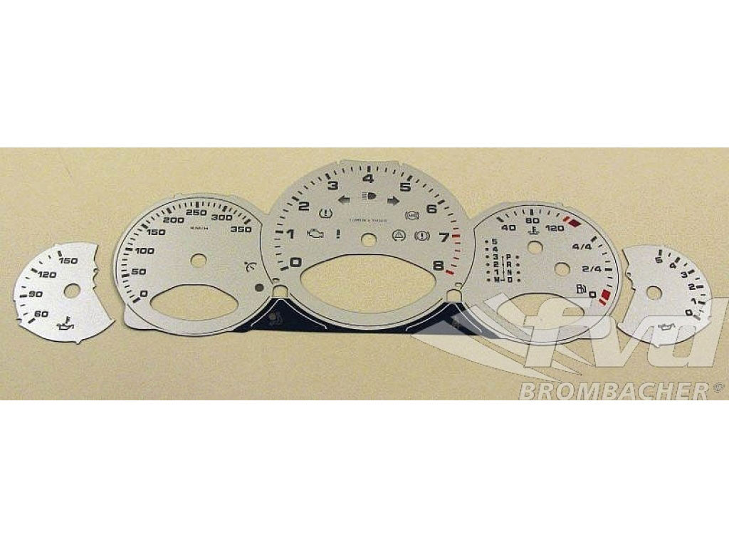 Gauge Faces silver 997 Turbo (logo Turbo ) Km/h, Tiptronic