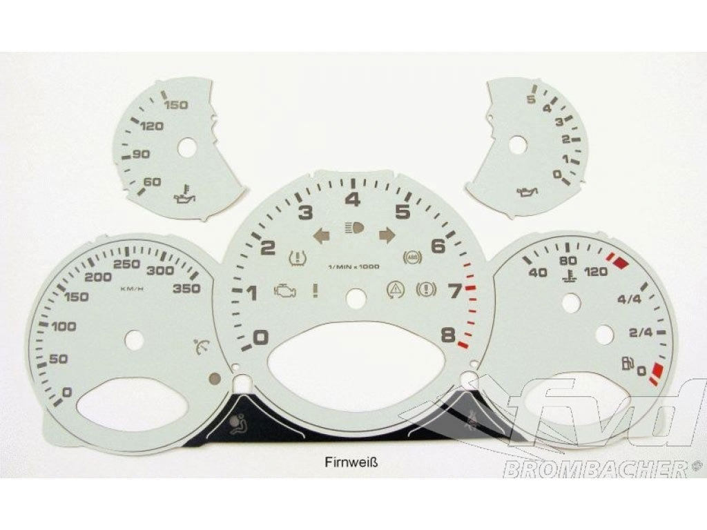Gauge Faces white 997 Turbo Km/h/350