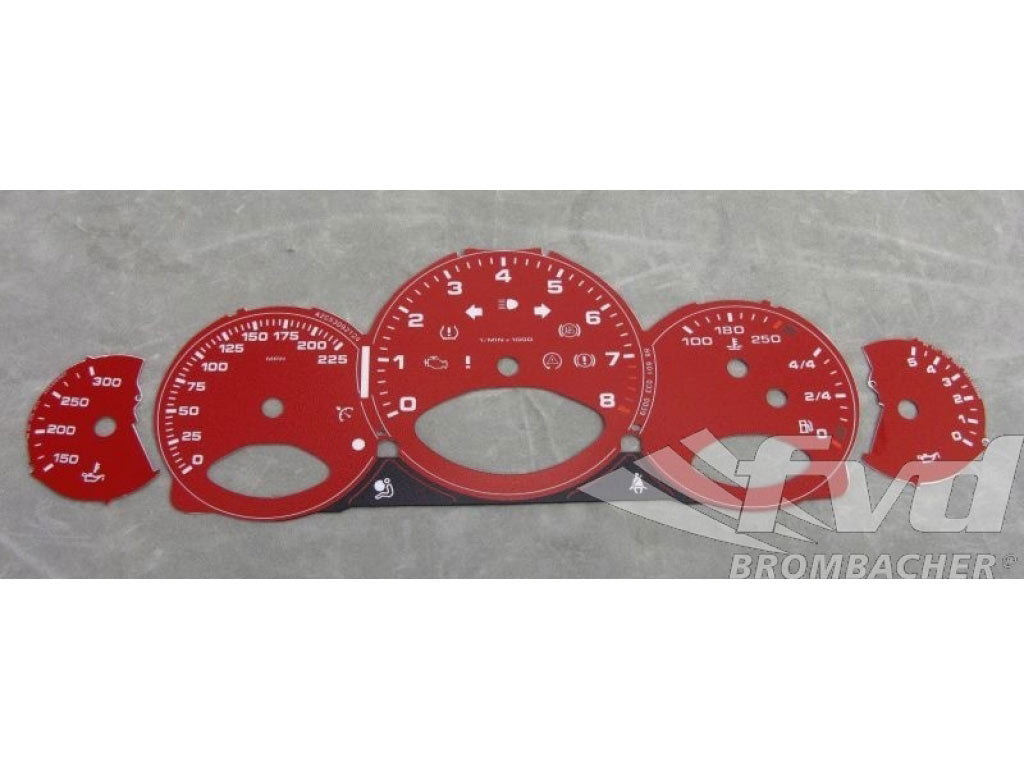 Gauge Faces guards red 997 Turbo MPH, Fahrenheit