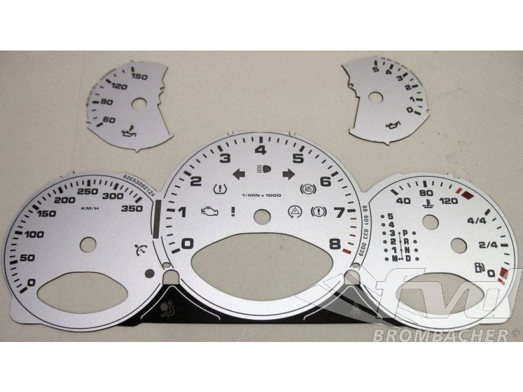 Gauge Faces silver 997 Turbo Km/h/350 Tiptronic