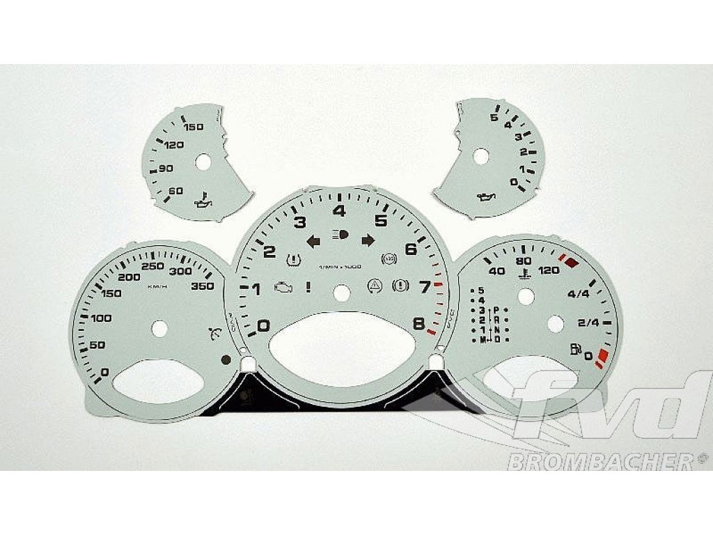 Gauge Faces white 997 Turbo Km/h Tiptronic