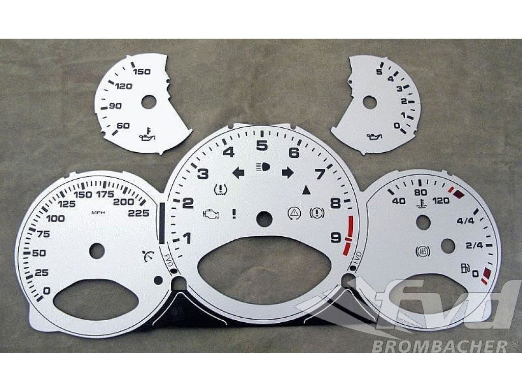 Gauge Faces silver 997 GT3 RS manual MPH, european-version
