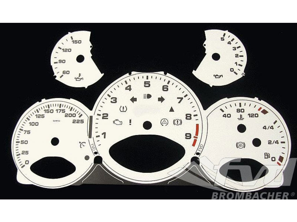 Gauge Faces white 997 GT3 RS manual MPH,