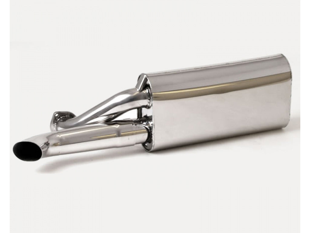 B&B Exhaust After Cat Muffler with Twin Inlet and Single Outlet 3inch Oval Tips