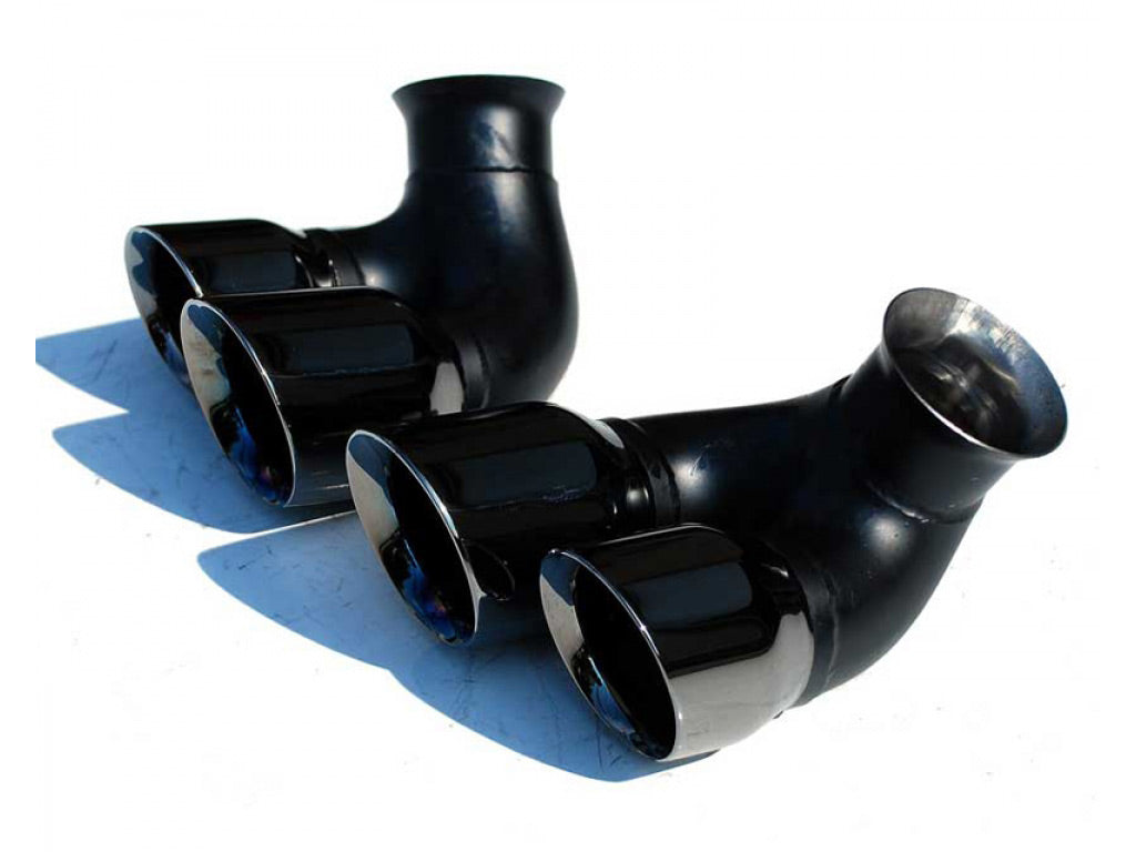 Fabspeed Deluxe Quad Style Tips|Short Black Chrome
