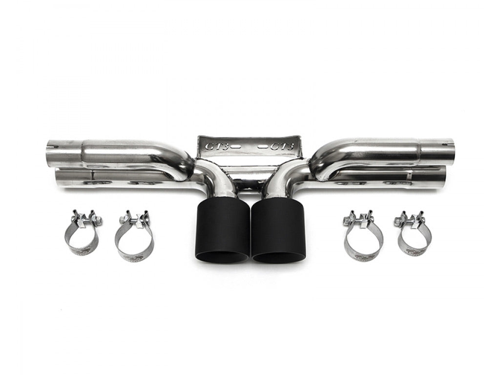 Fabspeed Center Muffler Bypass Pipes with Tips|Black Polished Chrome