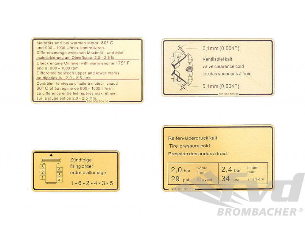 Engine Decal / Sticker Set 911 SC 1978-80