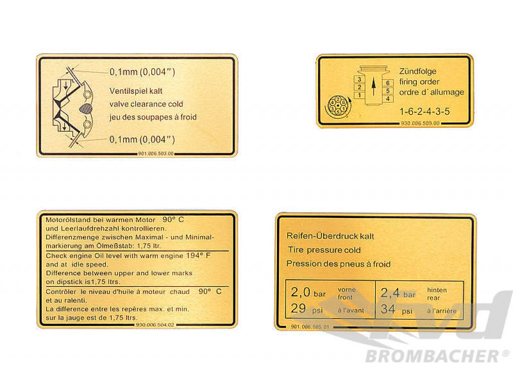 Engine Decal / Sticker Set 911 SC 1981-83