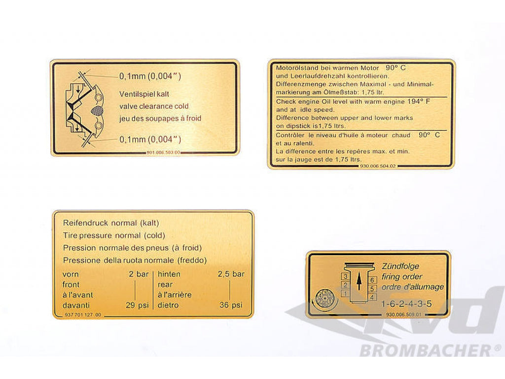 Engine Decal Set 911 3.2 L 1984-89