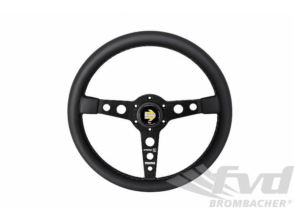 Steering Wheel - MOMO - Prototipo 6C - Black Leather / Carbon Spokes / Grey Stitching
