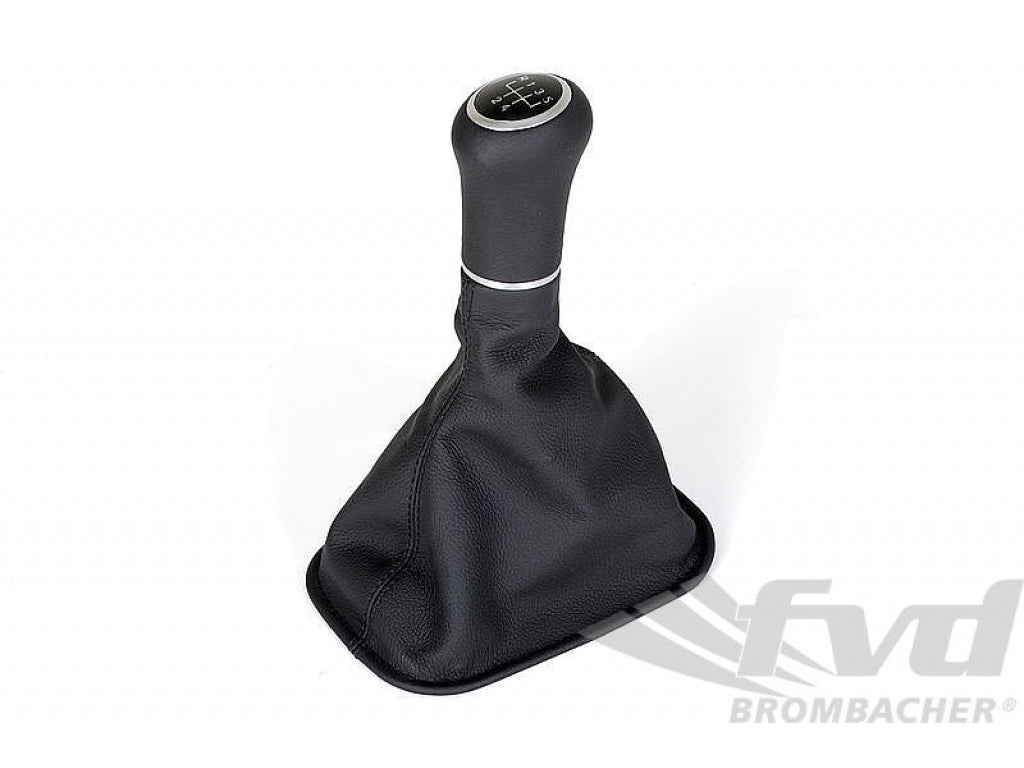 Shift Knob 964 - 5 Speed - Black Leather - Black Stitching - White Illuminated Shift Pattern