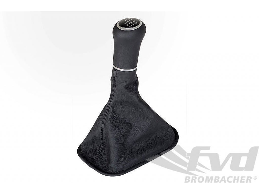 Shift Knob 993 - 6 Speed - Black Leather - Black Stitching - White Illuminated Shift Pattern
