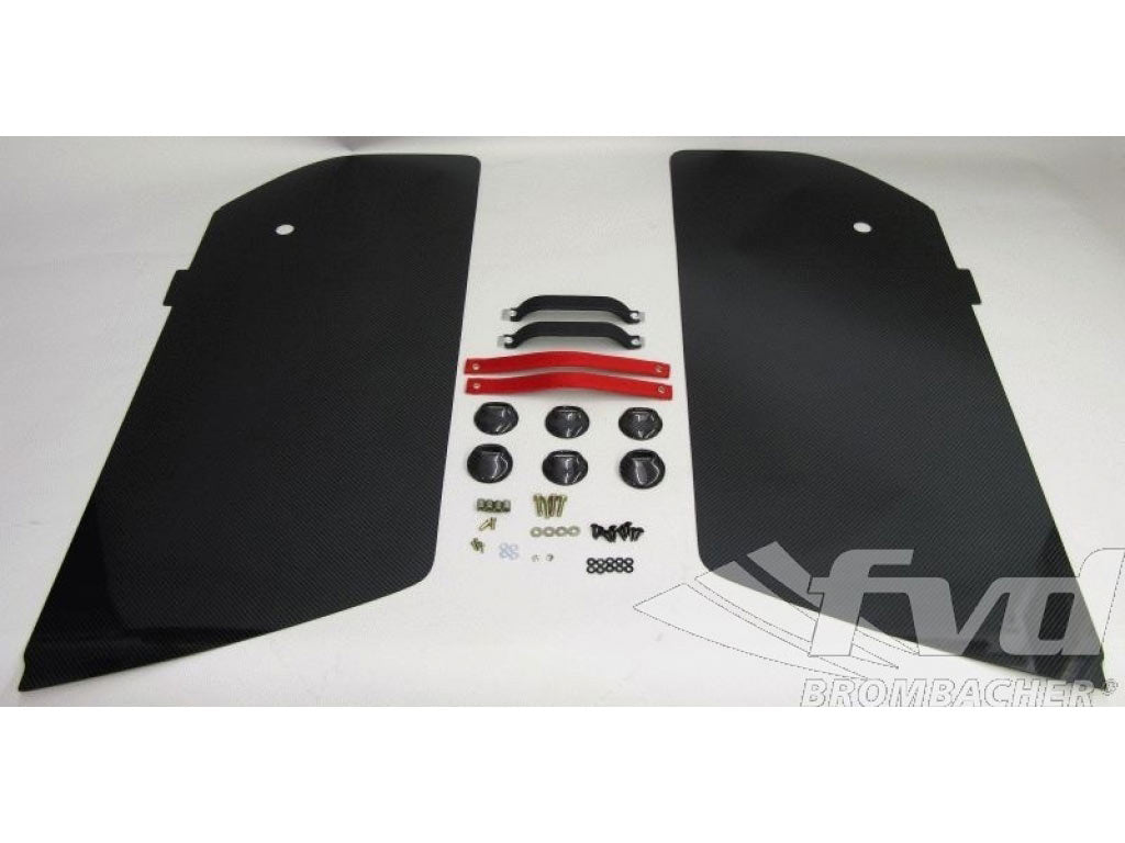 Carbon Door panel Kit RS (left and right) door pull red ,complete for manual window cranks