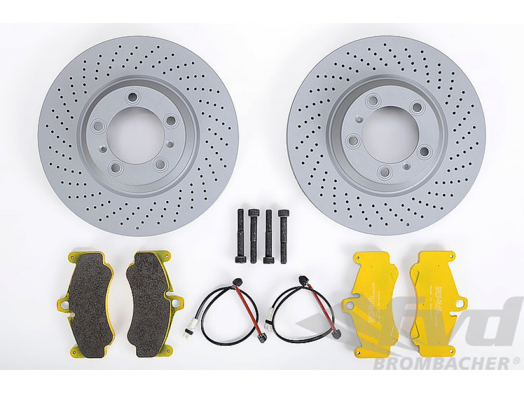Brake Service Kit front 997.2 Turbo with PAGID yellow for cars w/o centerlock (Steel brake)