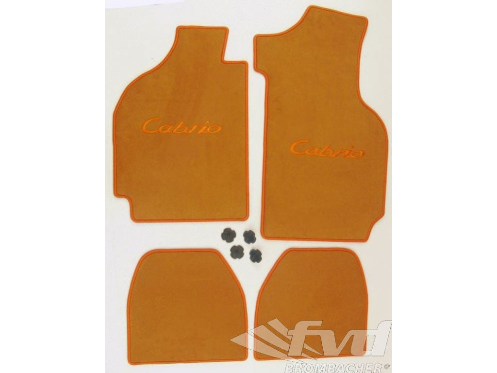 Floor Mat set (4pc.) color safran, stiching and logo cabrio in color rust