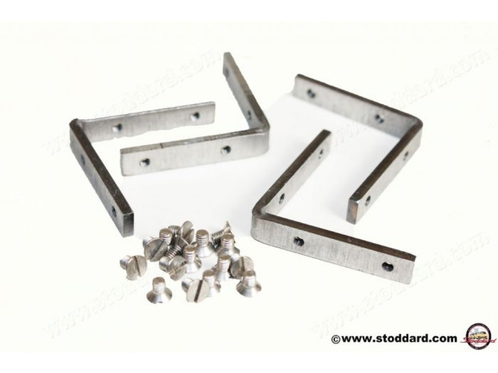 Quarter window corner kit, includes all four corners and necessary screws, 1 reqd per car. Fits all Coupes.
