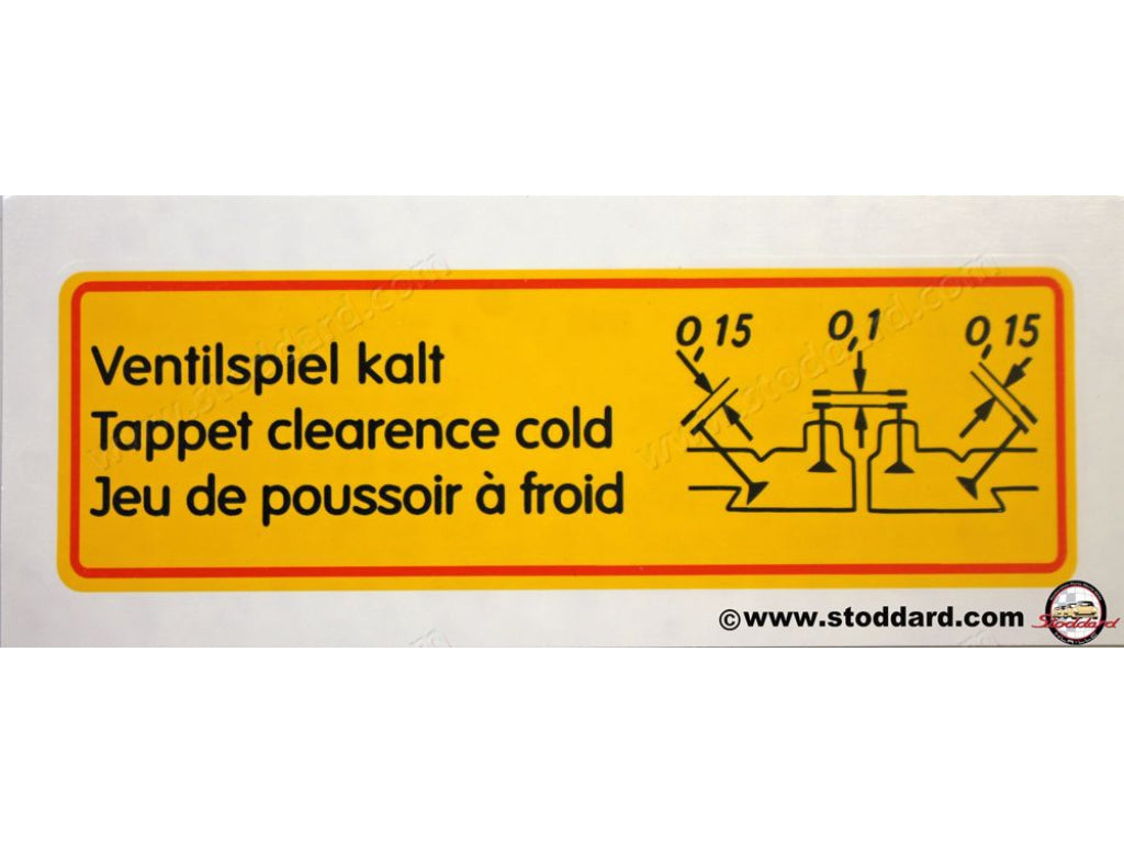 Valve Clearance Decal for 356A 1958-1959