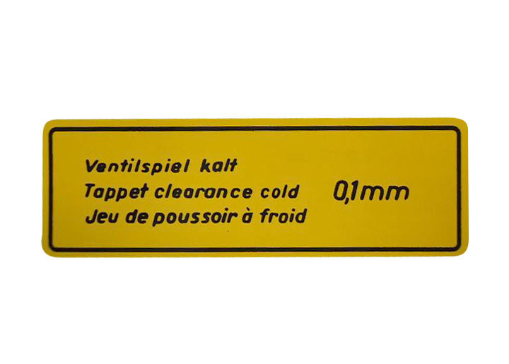 Valve Clearance Decal, 1300/1500 engines, 356