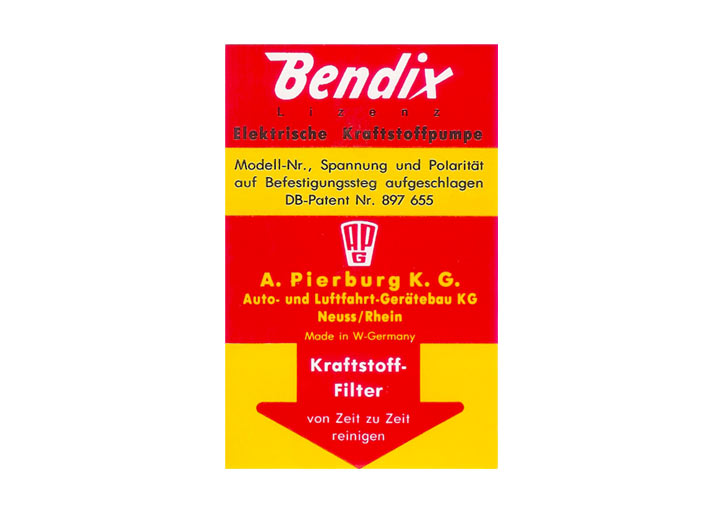Bendix Fuel Pump Sticker
