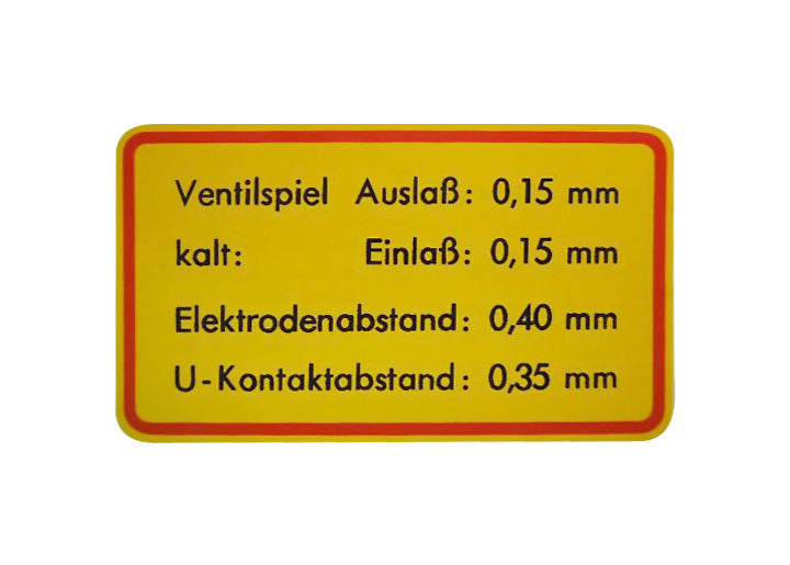 Valve Clearance Decal, Carrera Four-Cam, 356