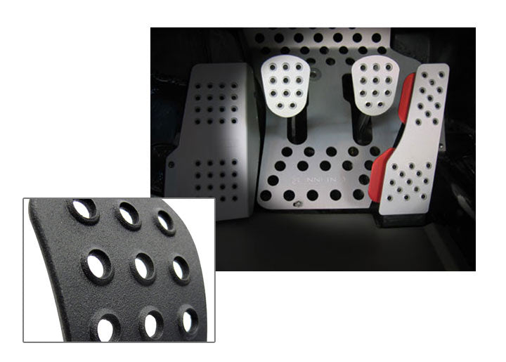 Rennline 3-Piece Perforated Aluminum Pedal Set, Manual Trans, Black