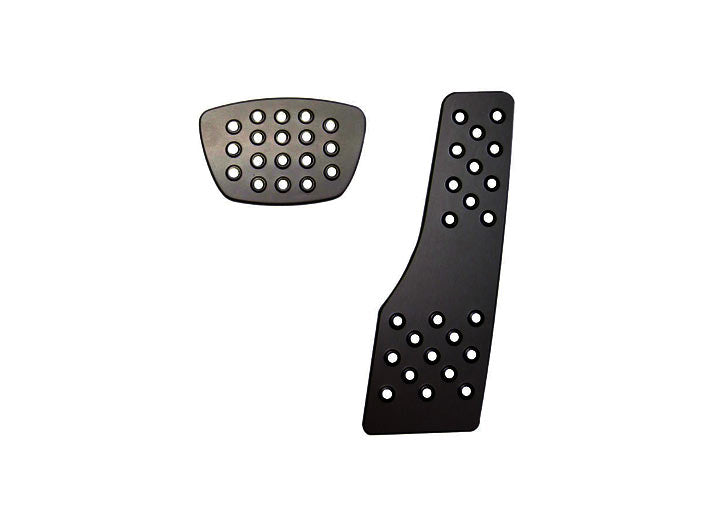 Rennline 2-Piece Perforated Aluminum Pedal Set, Auto Trans, Black