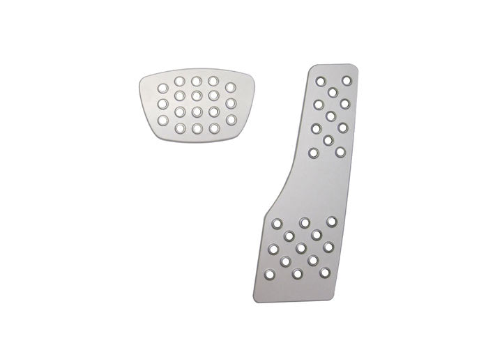 Rennline 2-Piece Perforated Aluminum Pedal Set, Auto Trans, Silver