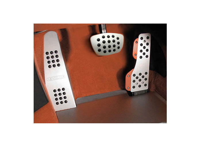 Rennline 3-Piece Rubber Grip Aluminum Pedal Set, Auto Trans, Silver