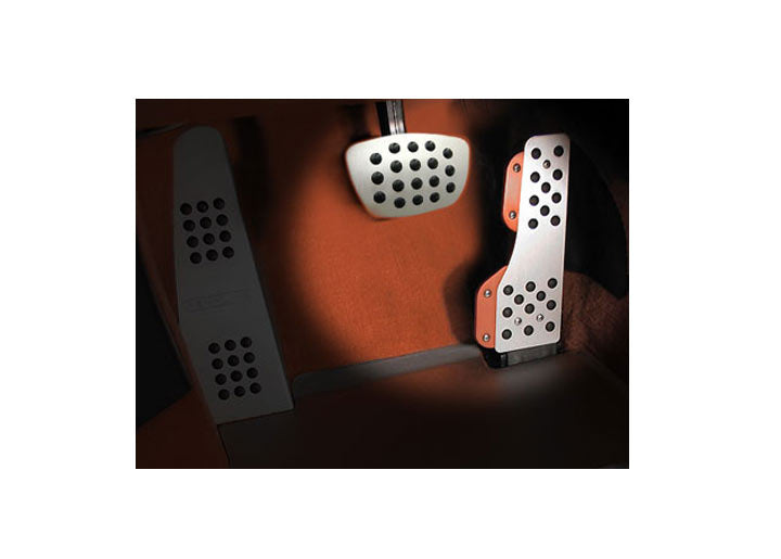 Rennline 2-Piece Rubber Grip Aluminum Pedal Set, Auto Trans, Silver