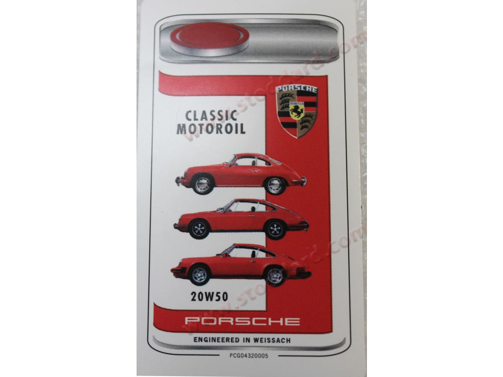 Oil Type Decal 20W50 For Porsche Classic Oil
