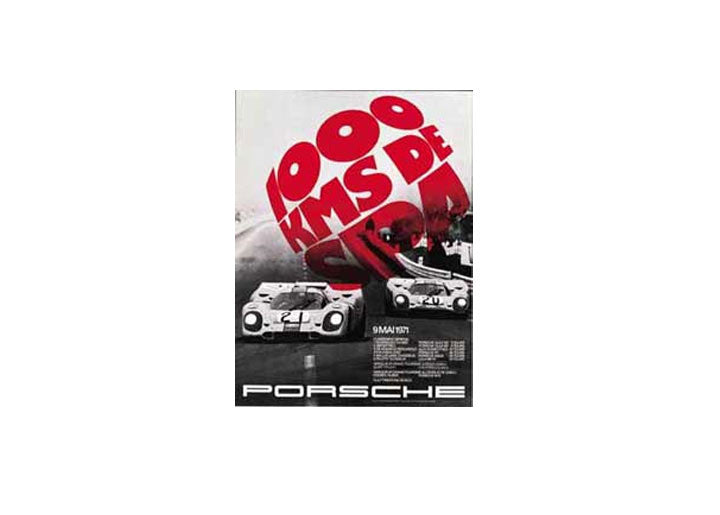 PORSCHE GULF 917s POSTER, 1000 KMS DE SPA - MAY 9 1971