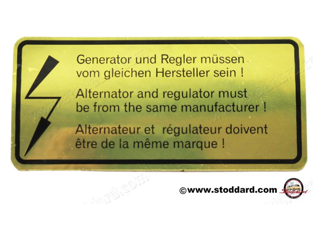 Alternator / Regulator Decal.
