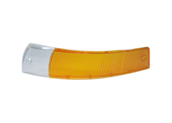 Front signal lens, amber/clear, left side. Fits 1965-1968. euro version.