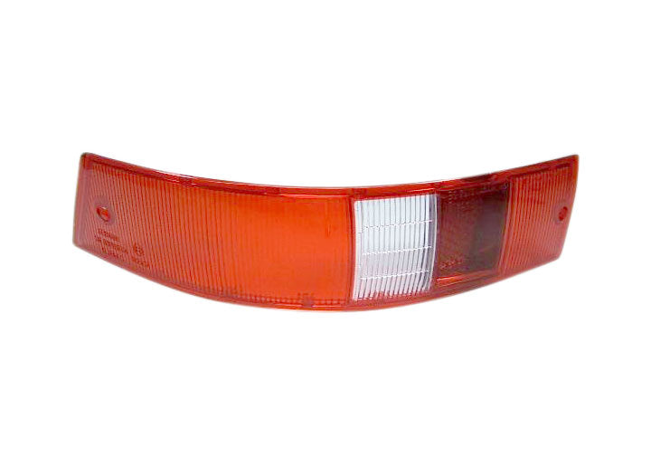 Tail light lens, left side, red/white, for USA models. Fits 1965-1968.