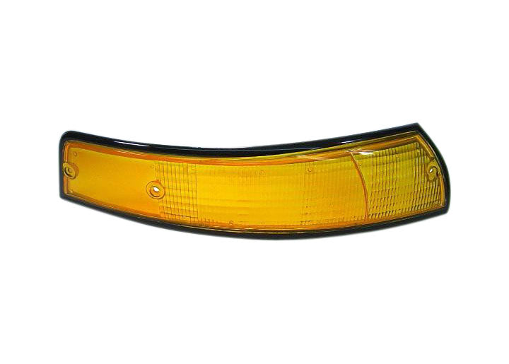 Front signal lens, right side, black trim, amber, USA models. Fits 1969-1973.
