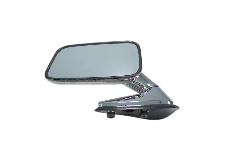 Rectangular chrome mirror, reproduction, left side. Fits 1972-1973.