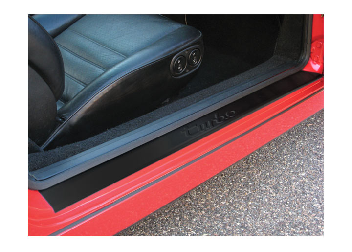 Rennline STAINLESS STEEL Sill Plates, Turbo Script, BLACK