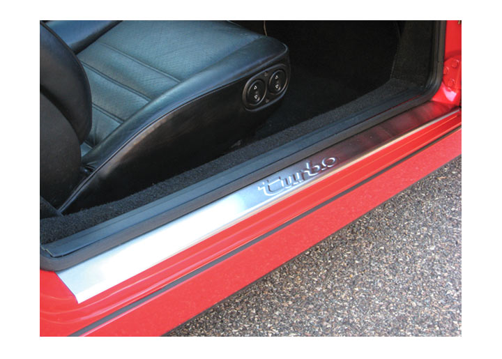 Rennline Brushed STAINLESS STEEL Sill Plates, Turbo Script