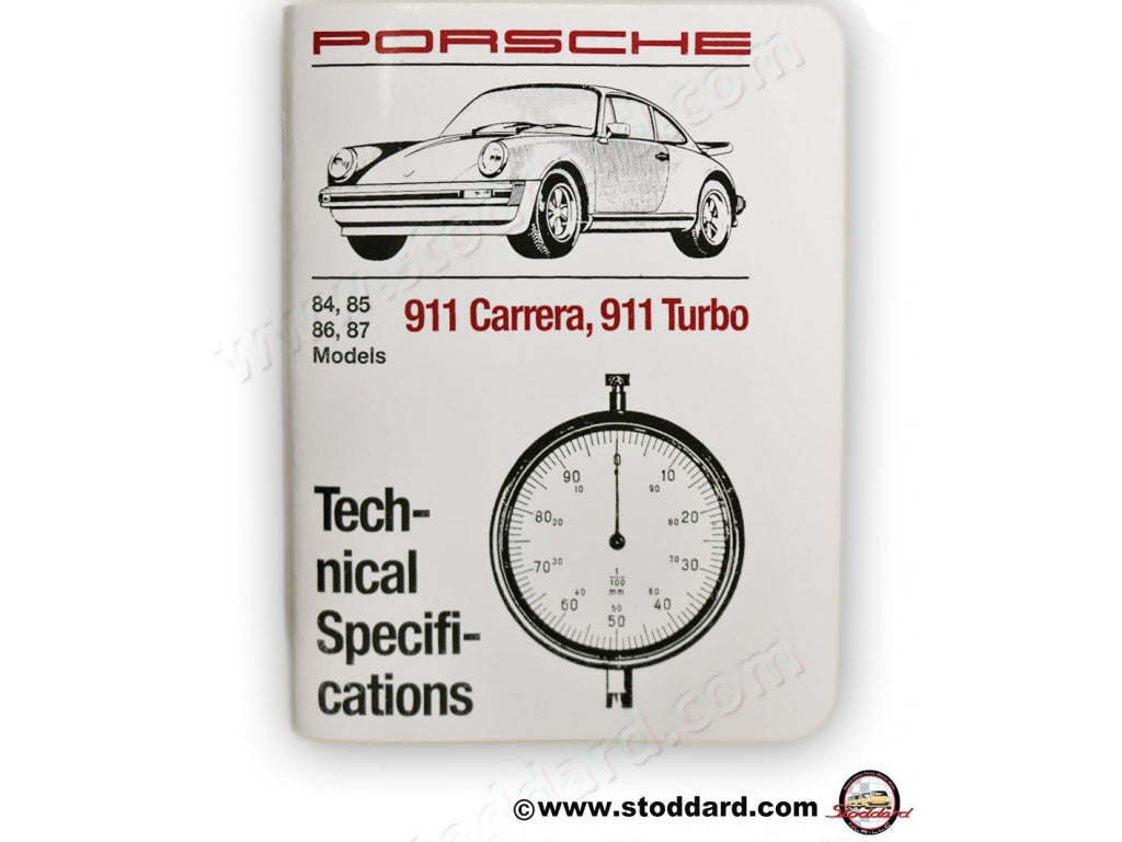 Technical Specifications Pocket Book 911 Carrera and Turbo 1984-1987