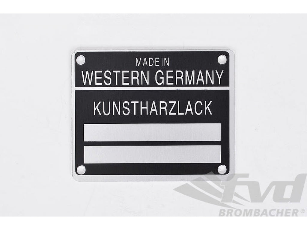Color Code ID Plate 911 / 930 1969-80