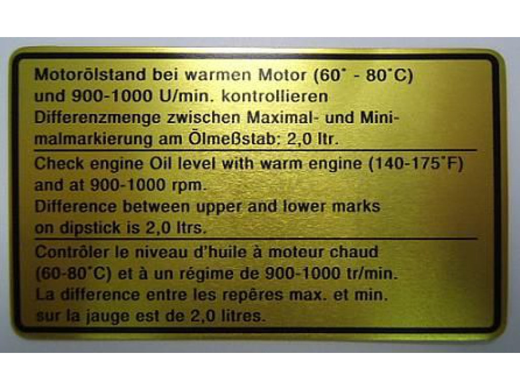 Engine Oil Level Decal.